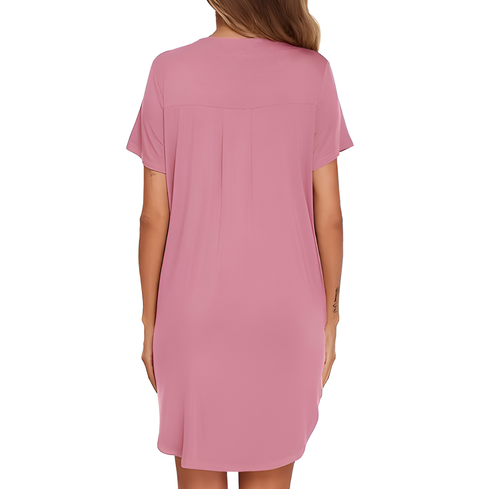 Button Down Nightgown With V Style Design For Women