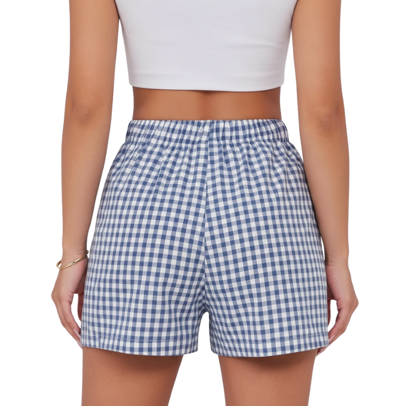 Boxer Shorts For Women With Plaid Pattern