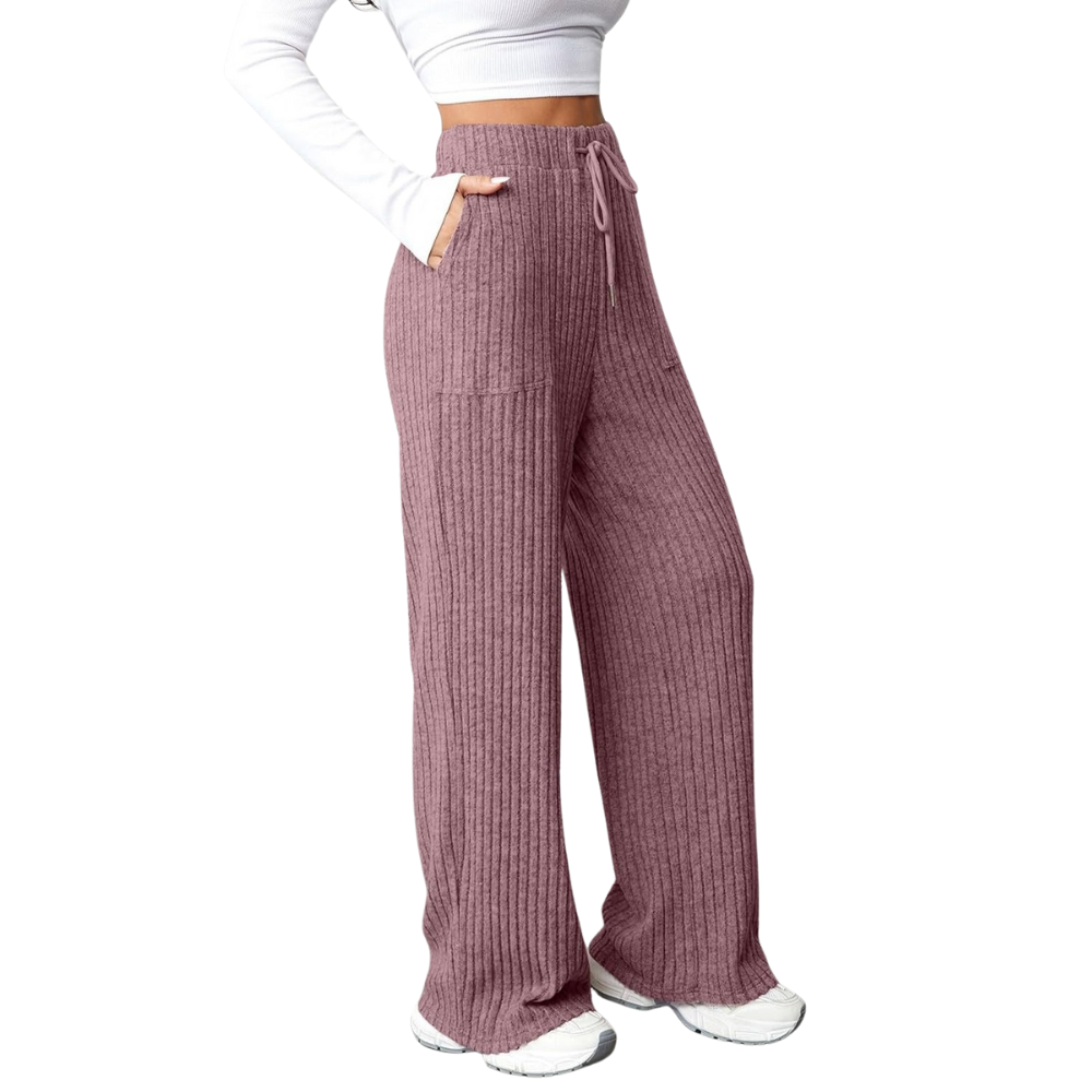 Ribbed Knit Lounge Pants With Pockets
