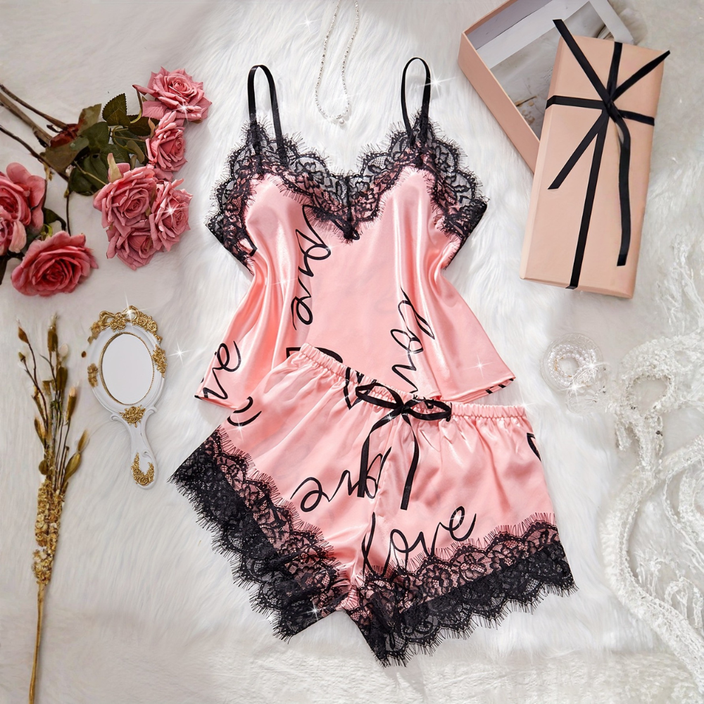 Lace Spaghetti Top Set Pajamas For Women