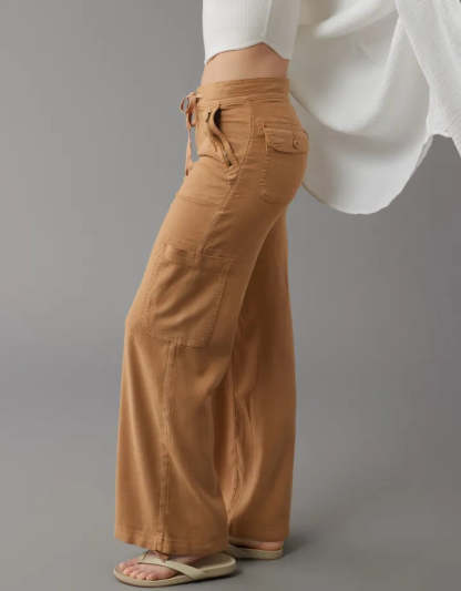 Linen Cargo Pants With Side Pockets