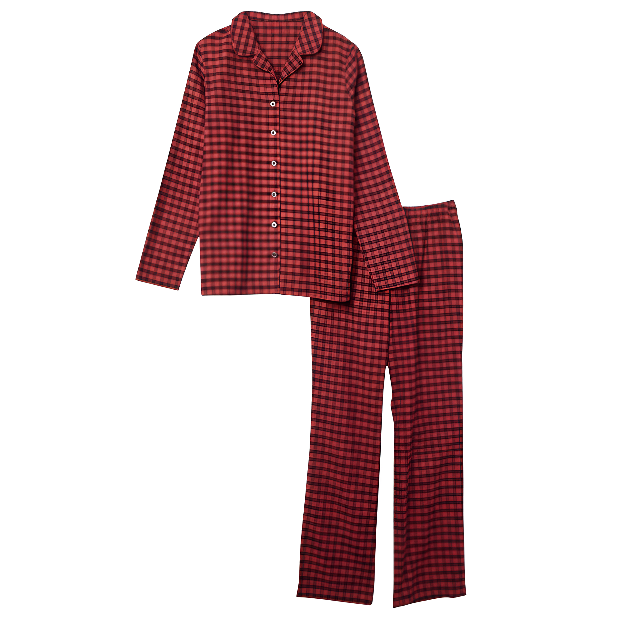 2 Piece Classic Flannel Button Down Pajama Set With Pants