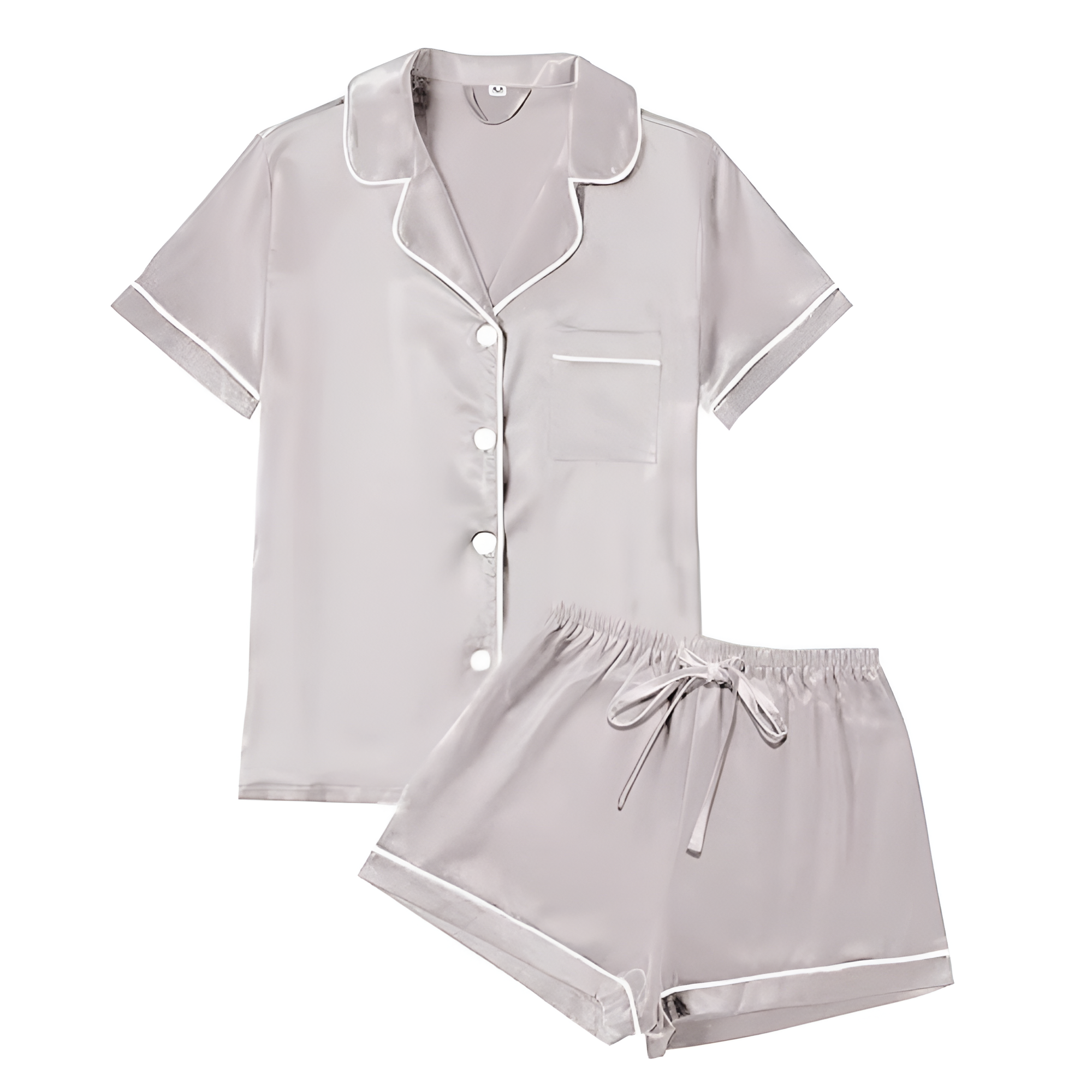 Four Piece Pajama Set With Short Sleeve Shirt And Shorts For Women