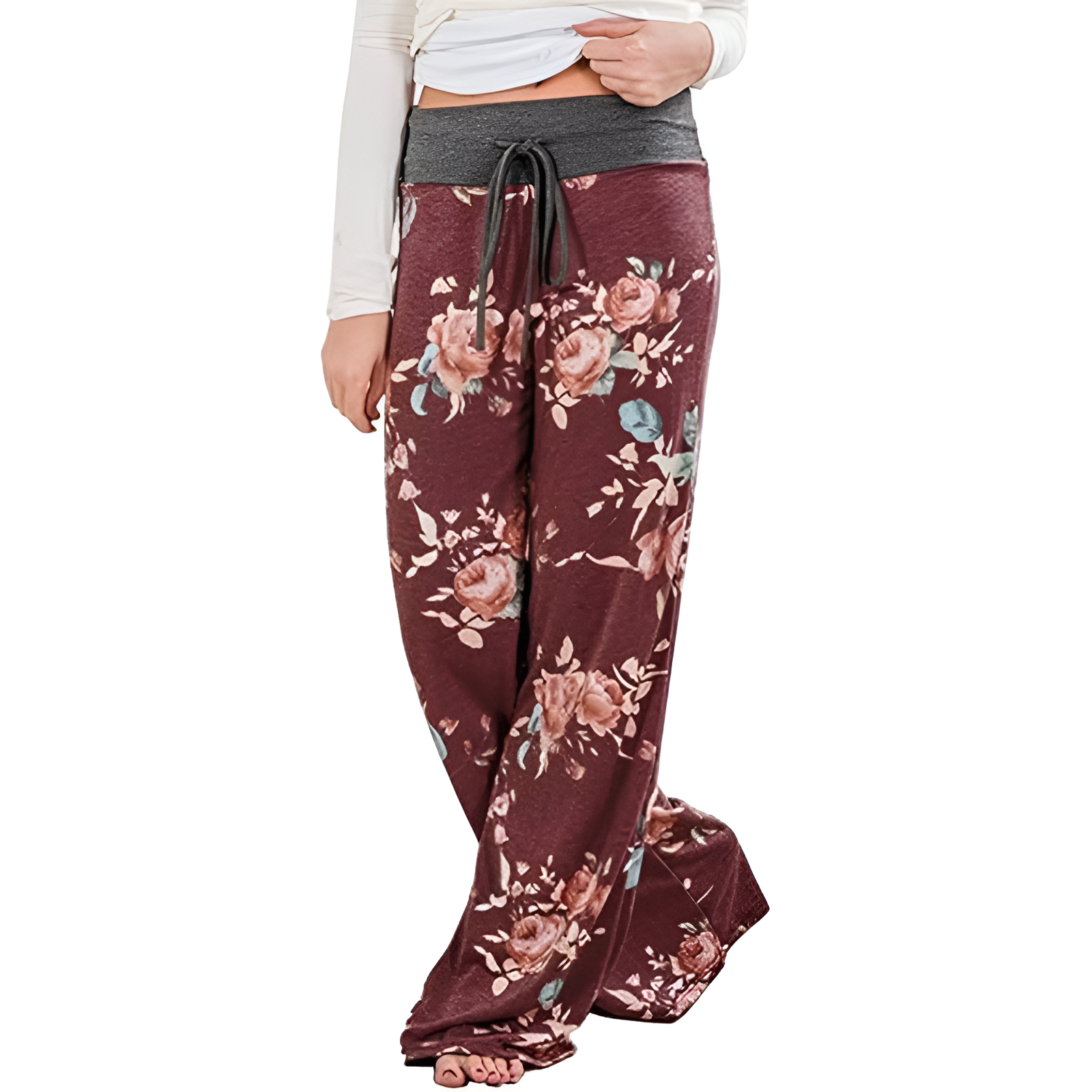 Pajama Pants With Drawstring And Palazzo Fit For Women
