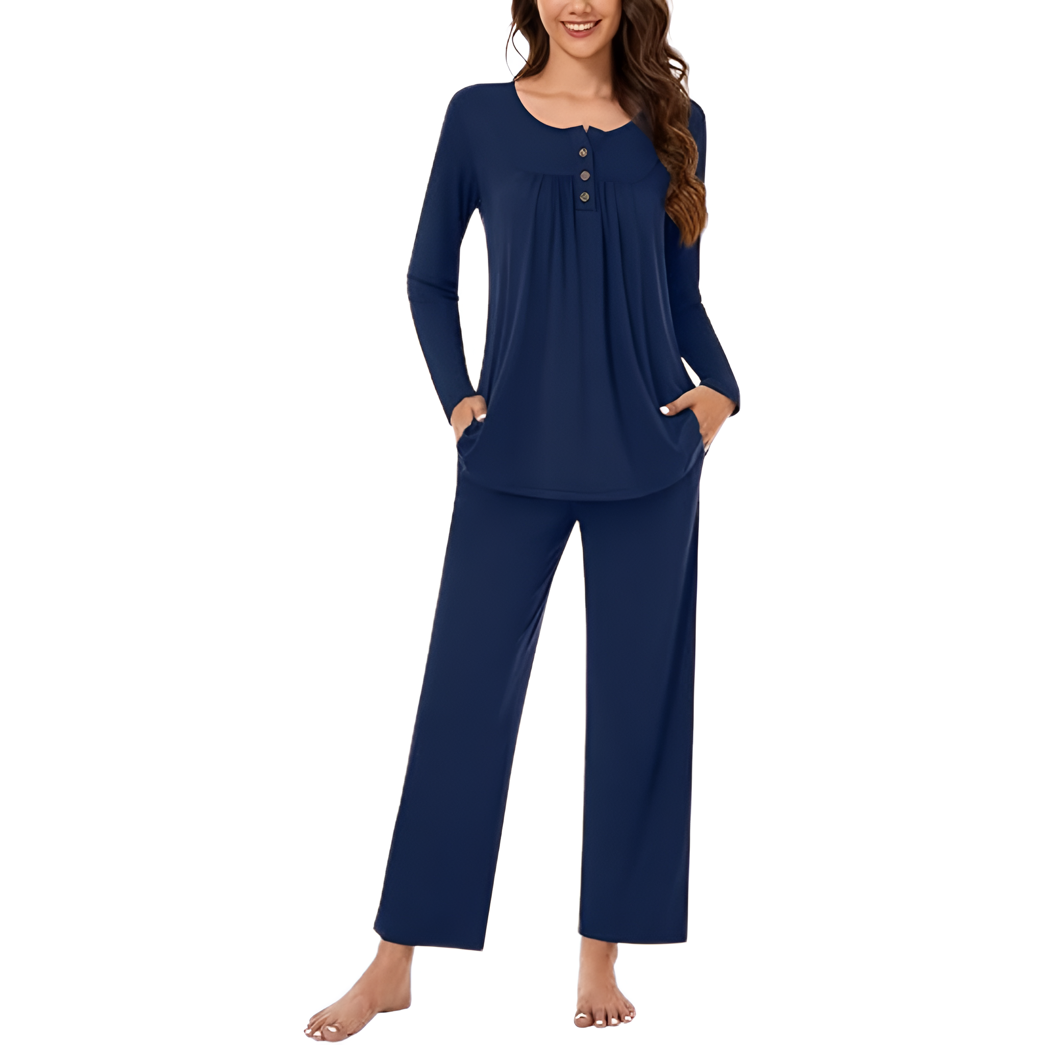 2 Piece Of Long Sleeve Top And Pants Lounge Pajama Set