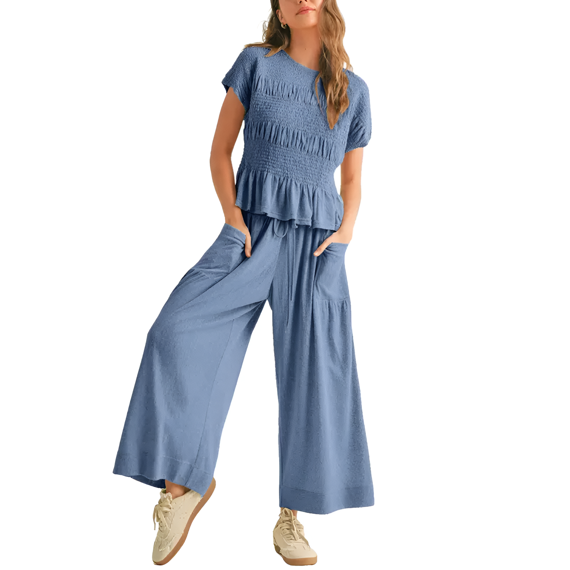 Smocked Top Wide Pant Matching Set