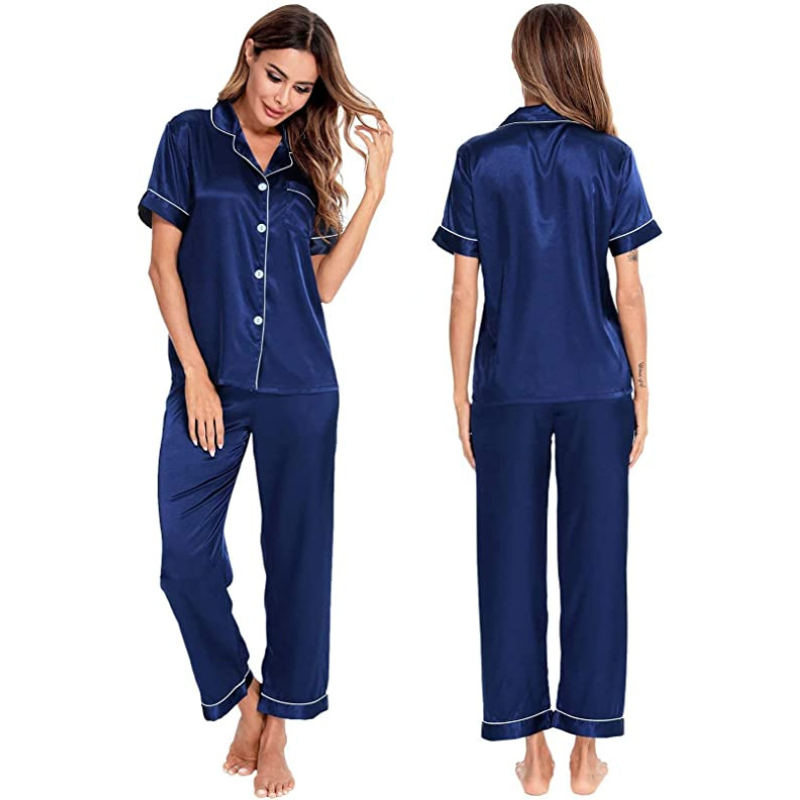 Women Silk Satin Two Piece Sleepwear