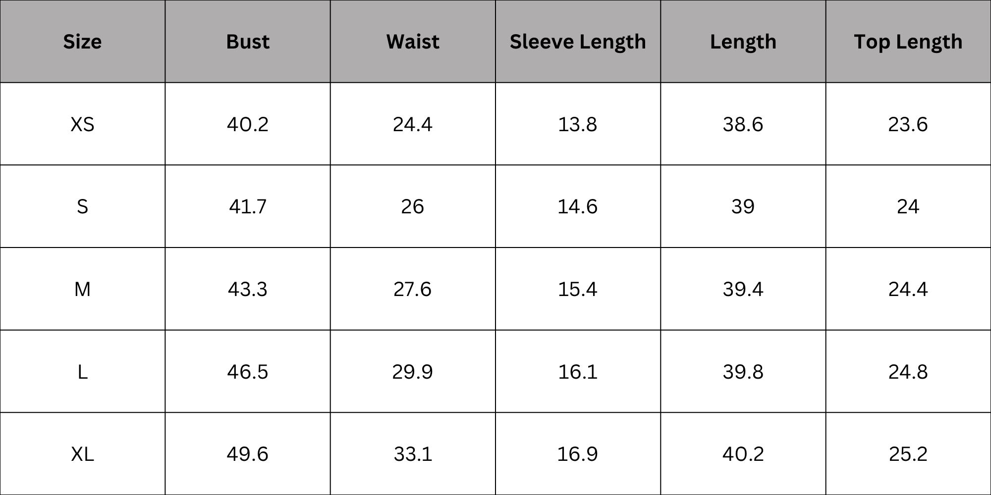 Size Chart