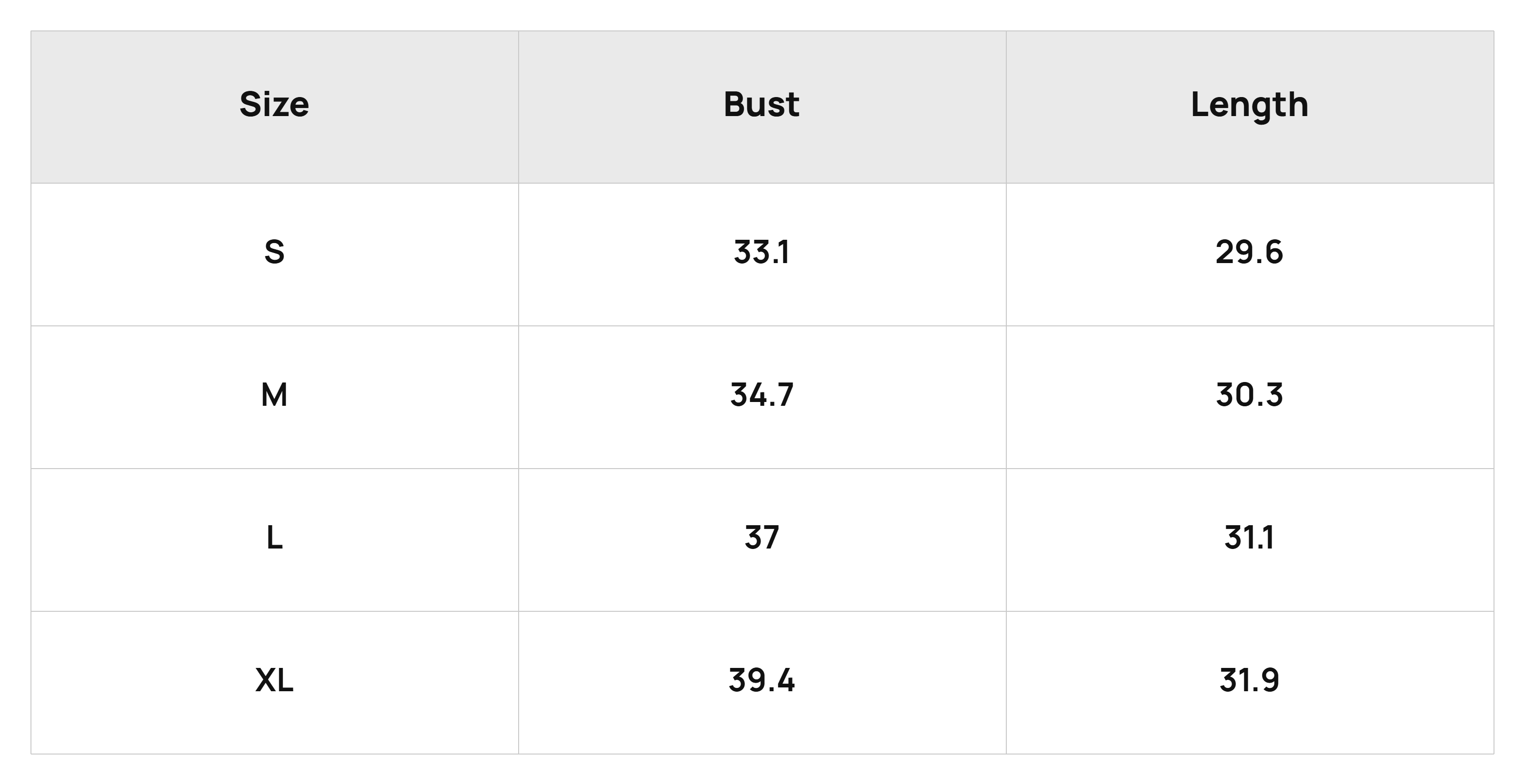 Size Chart