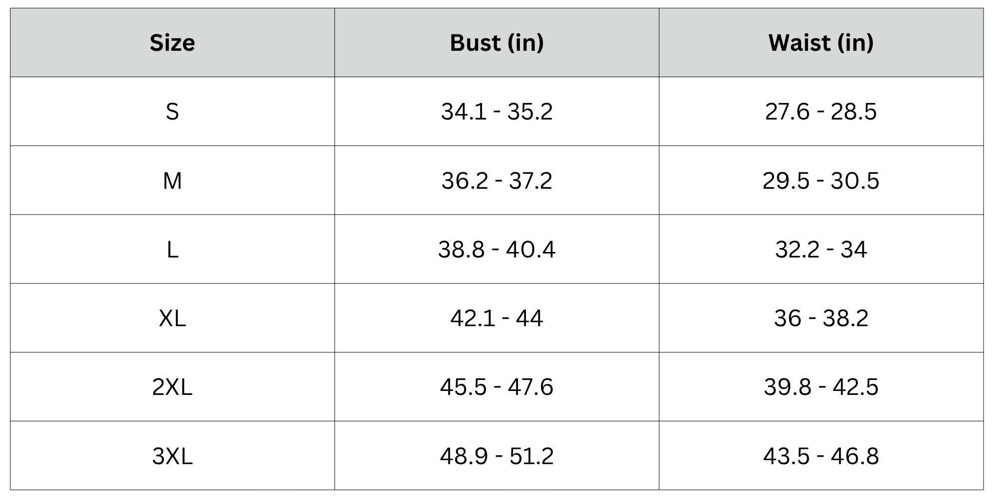 Size Chart