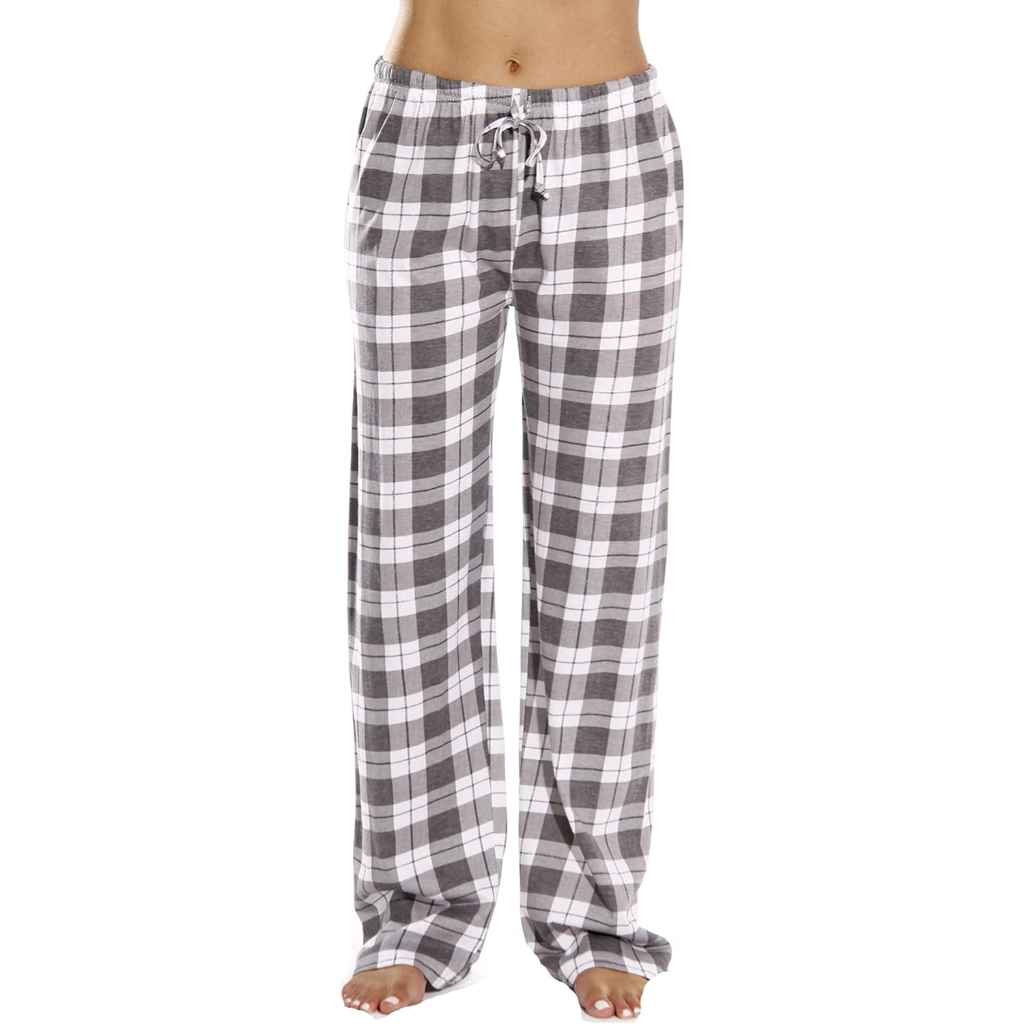 Plush Pajama Pants For Night Wear With Buffalo Plaid For Women