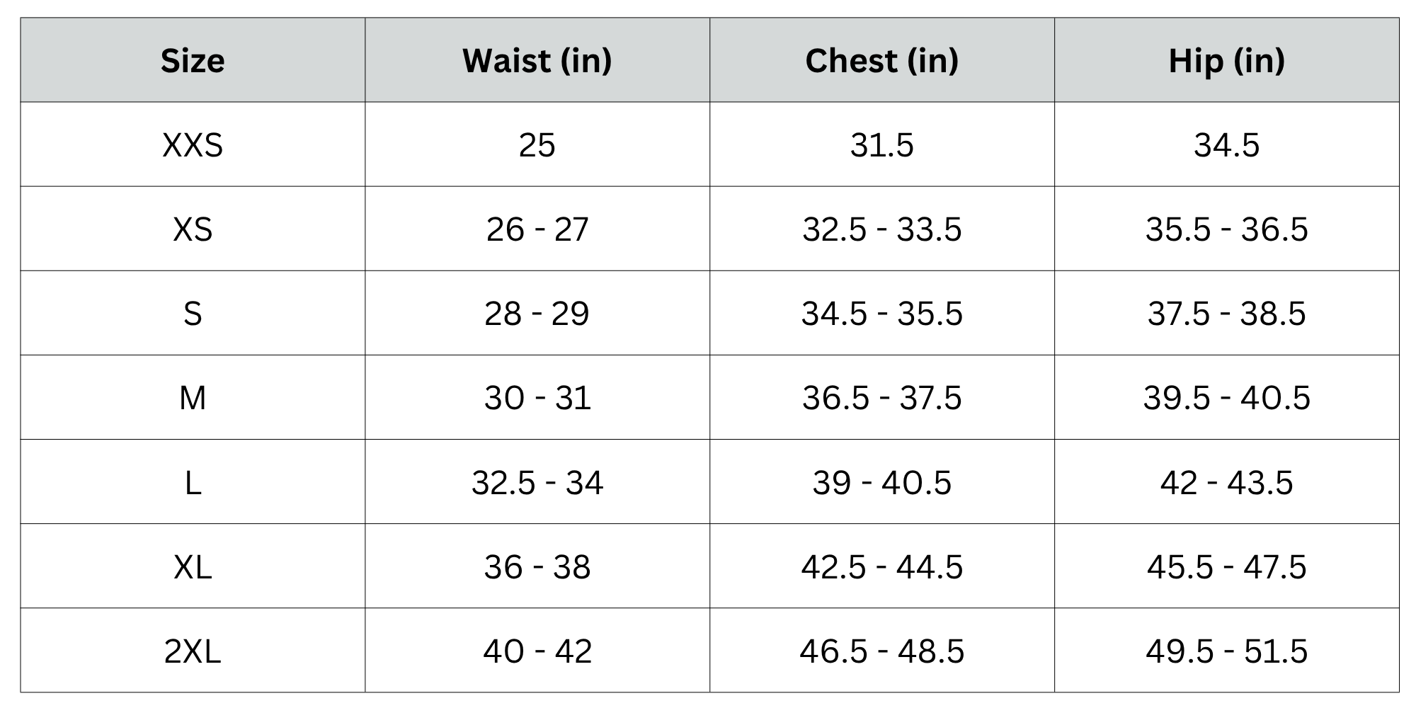 Size Chart