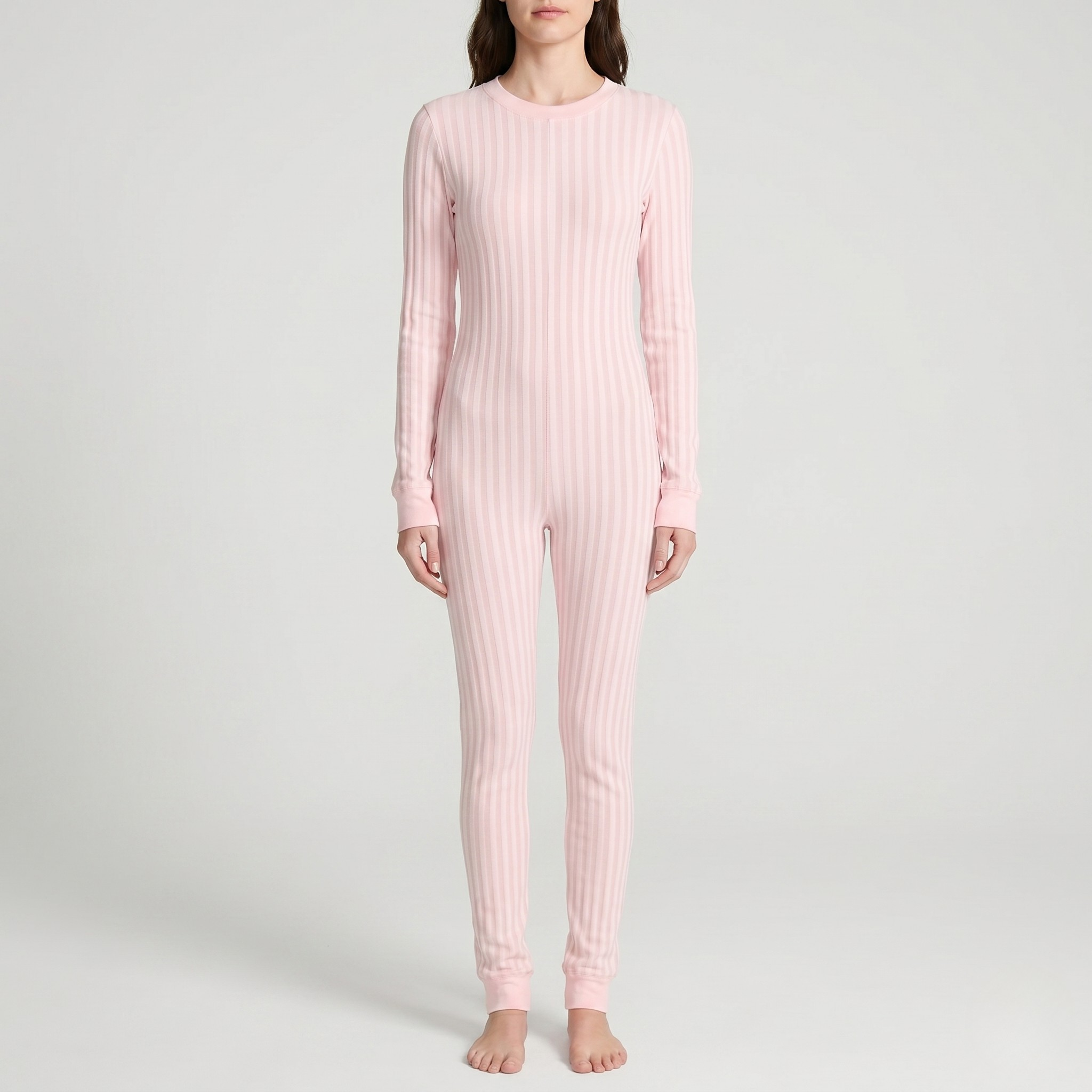 Striped Thermal Long Sleeve Onesie For Women