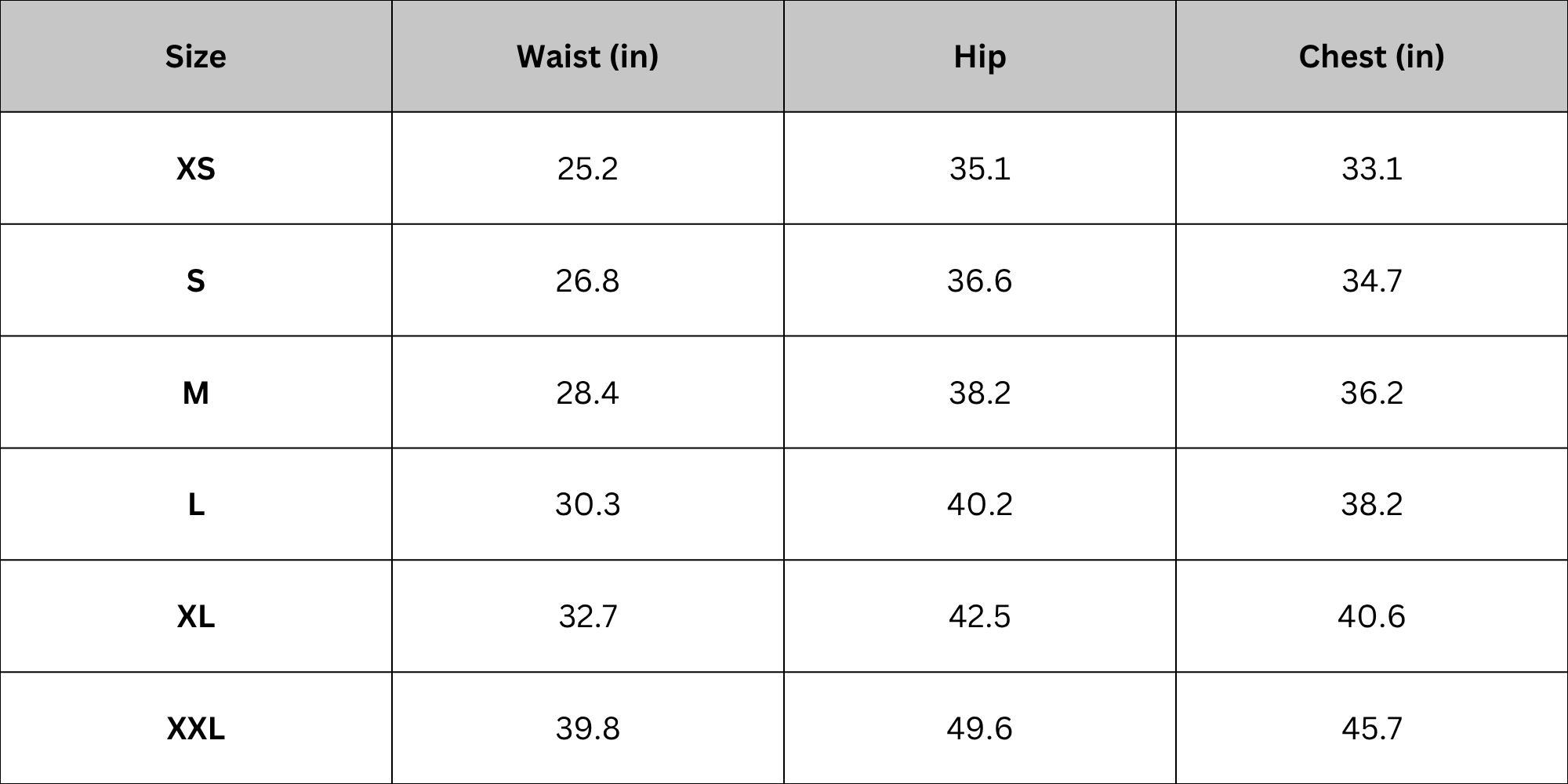 Size Chart