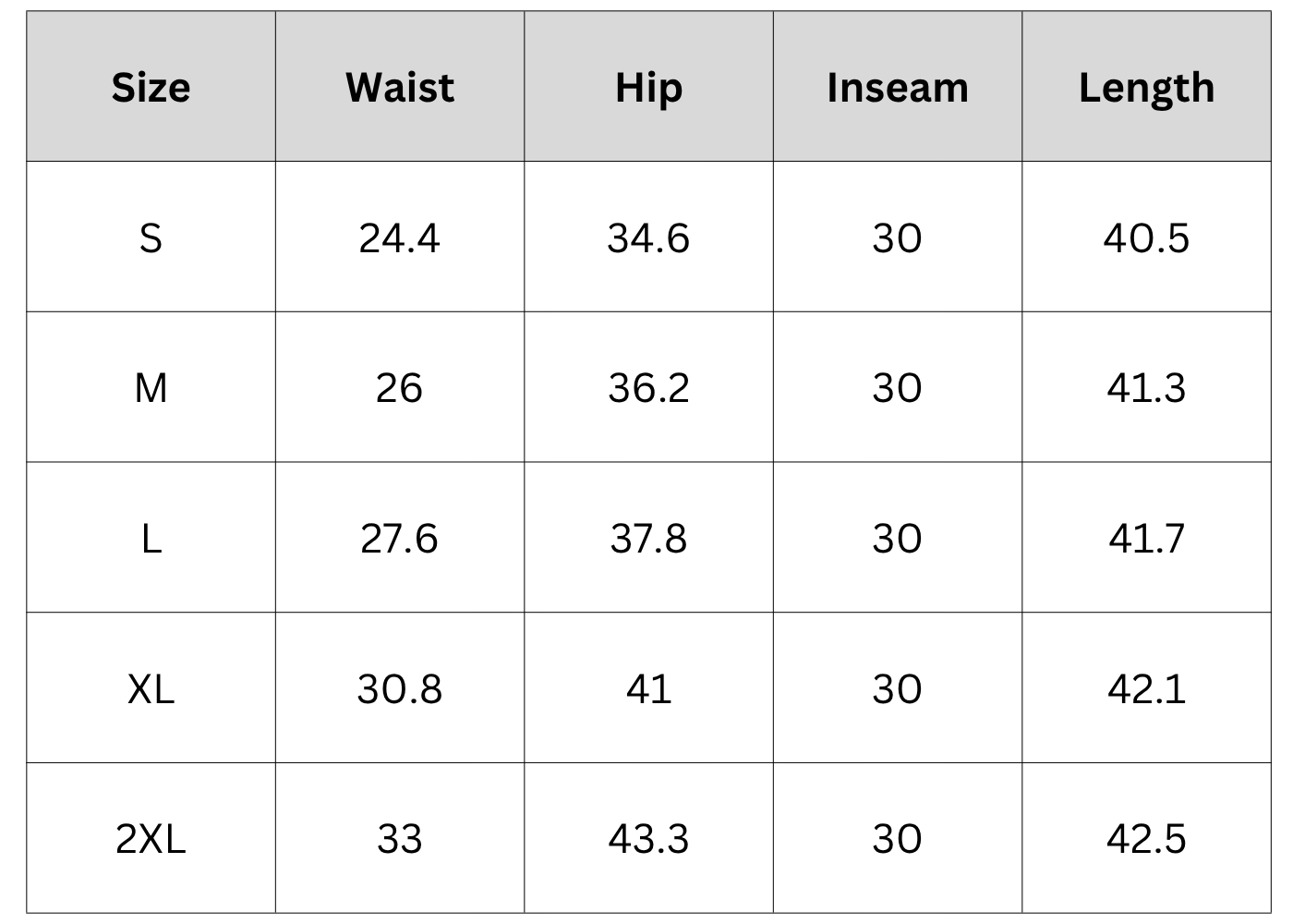 Size Chart