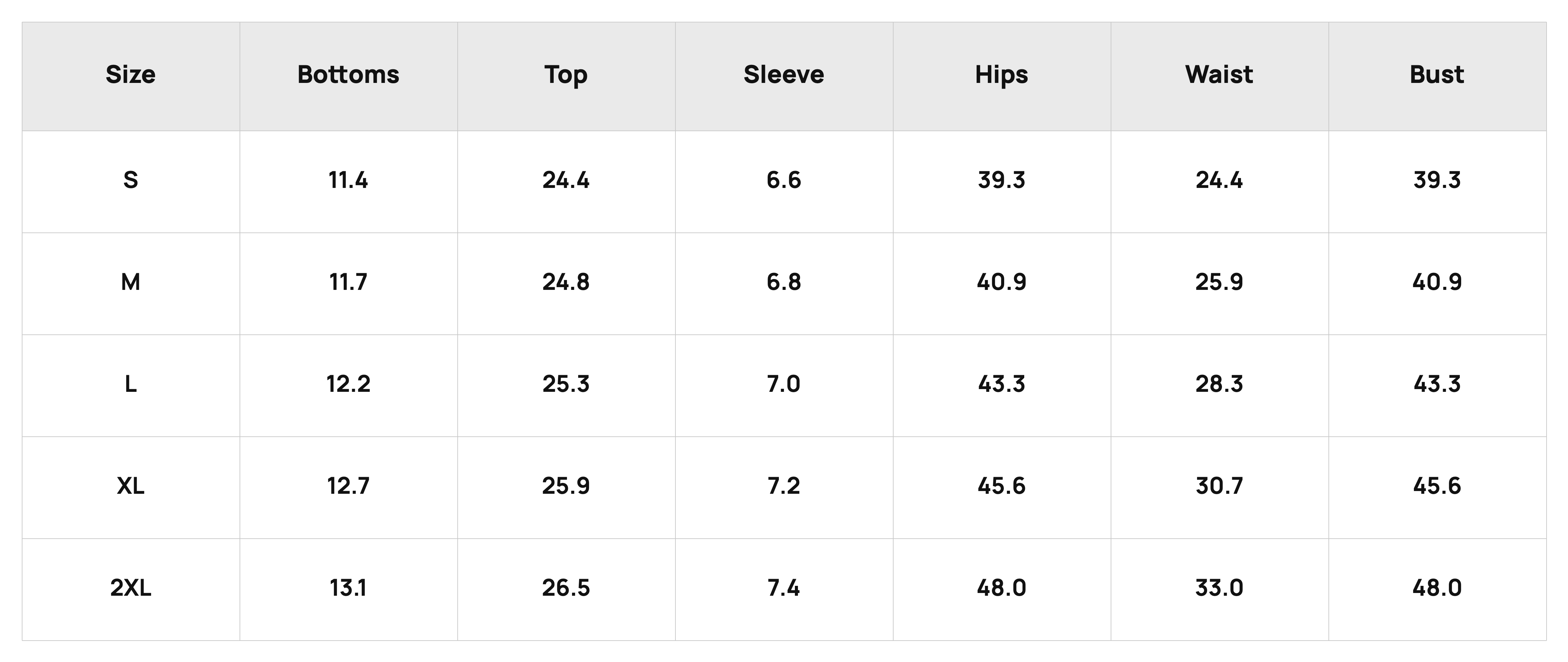 Size Chart