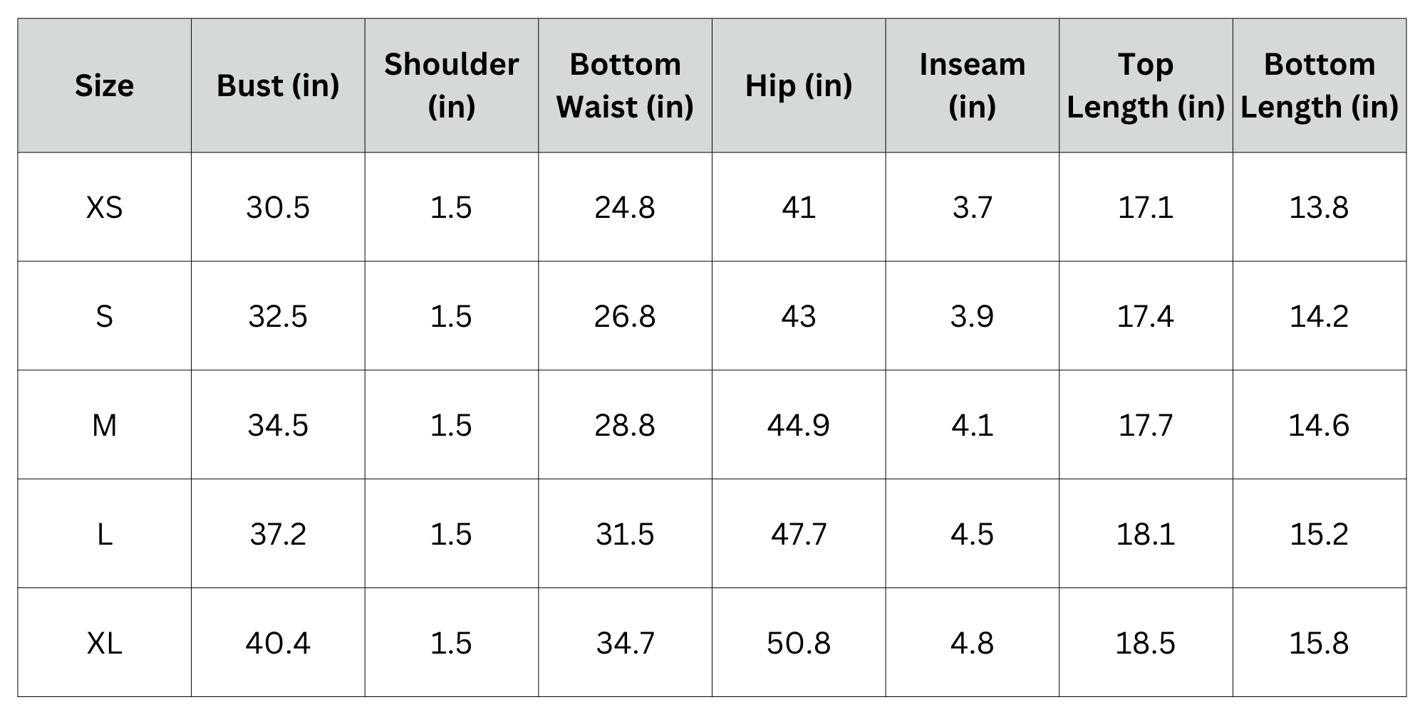 Size Chart
