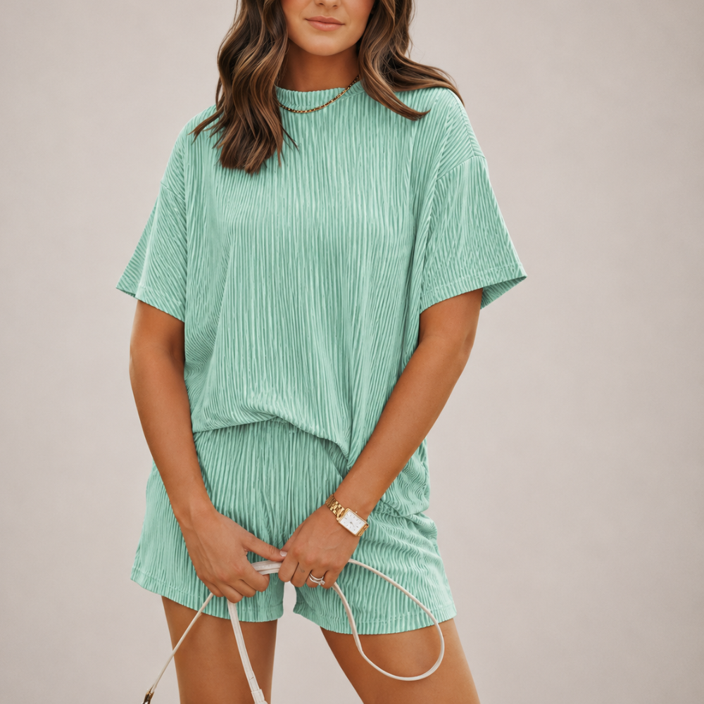 Women Ribbed 2 Piece Shorts Set Summer Cruise Outfit