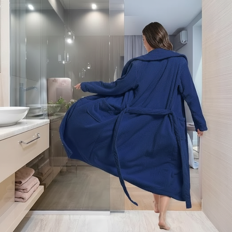 Womens Shawl Collar Bathrobe Soft Long Towel Robes For Women