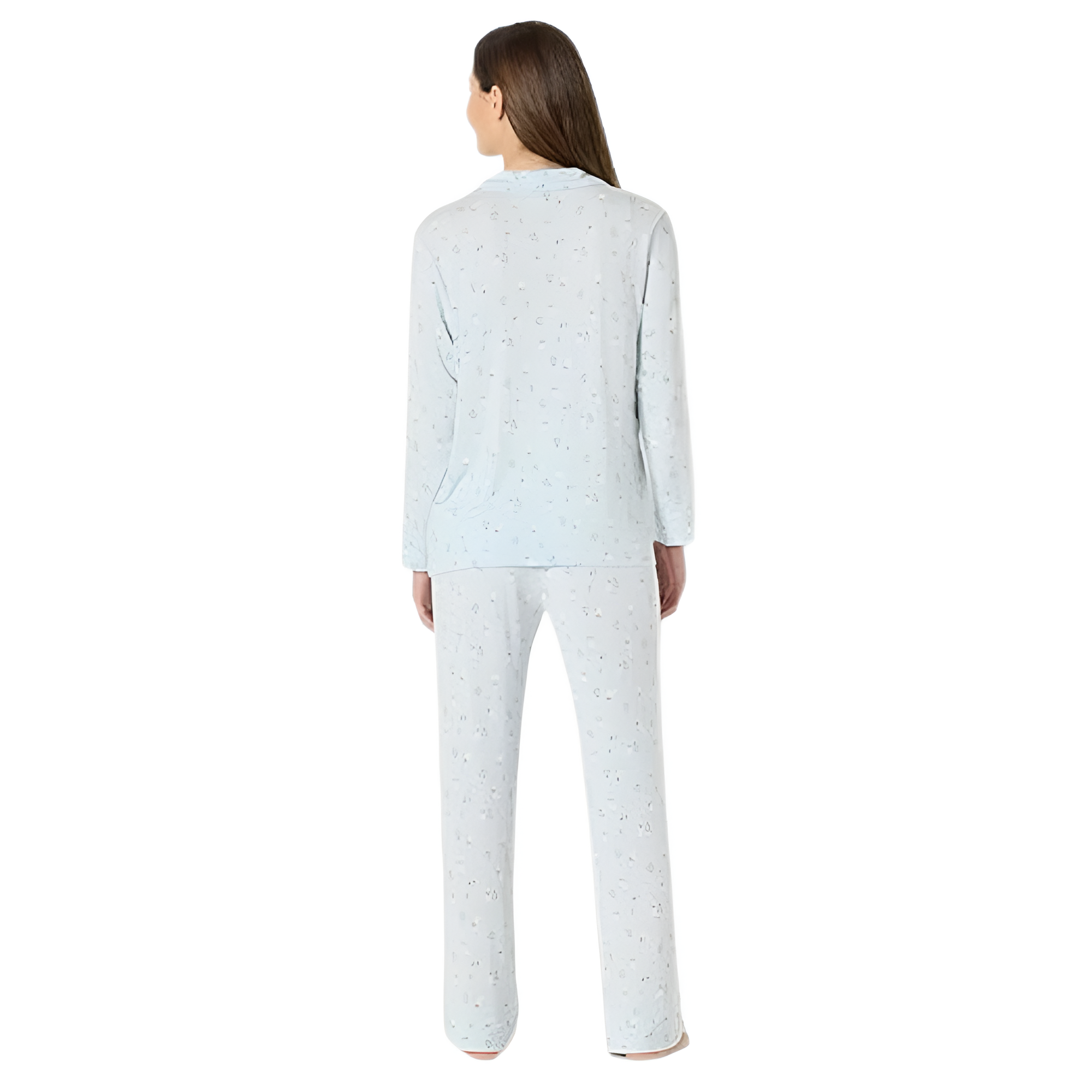 Long Sleeve Button Down Printed Pajama Set For Women