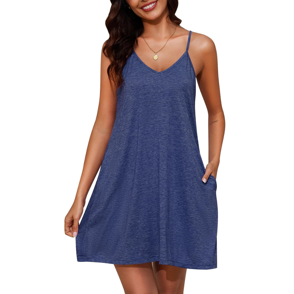 Sleeveless Cotton Spaghetti Strap Nightgown For Women