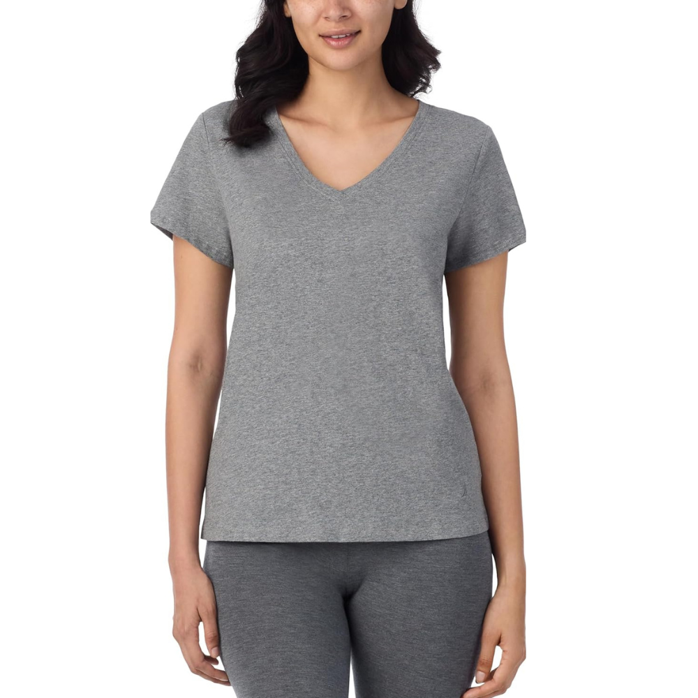 Cotton Knit V Style Sleep Shirt Pajama Top