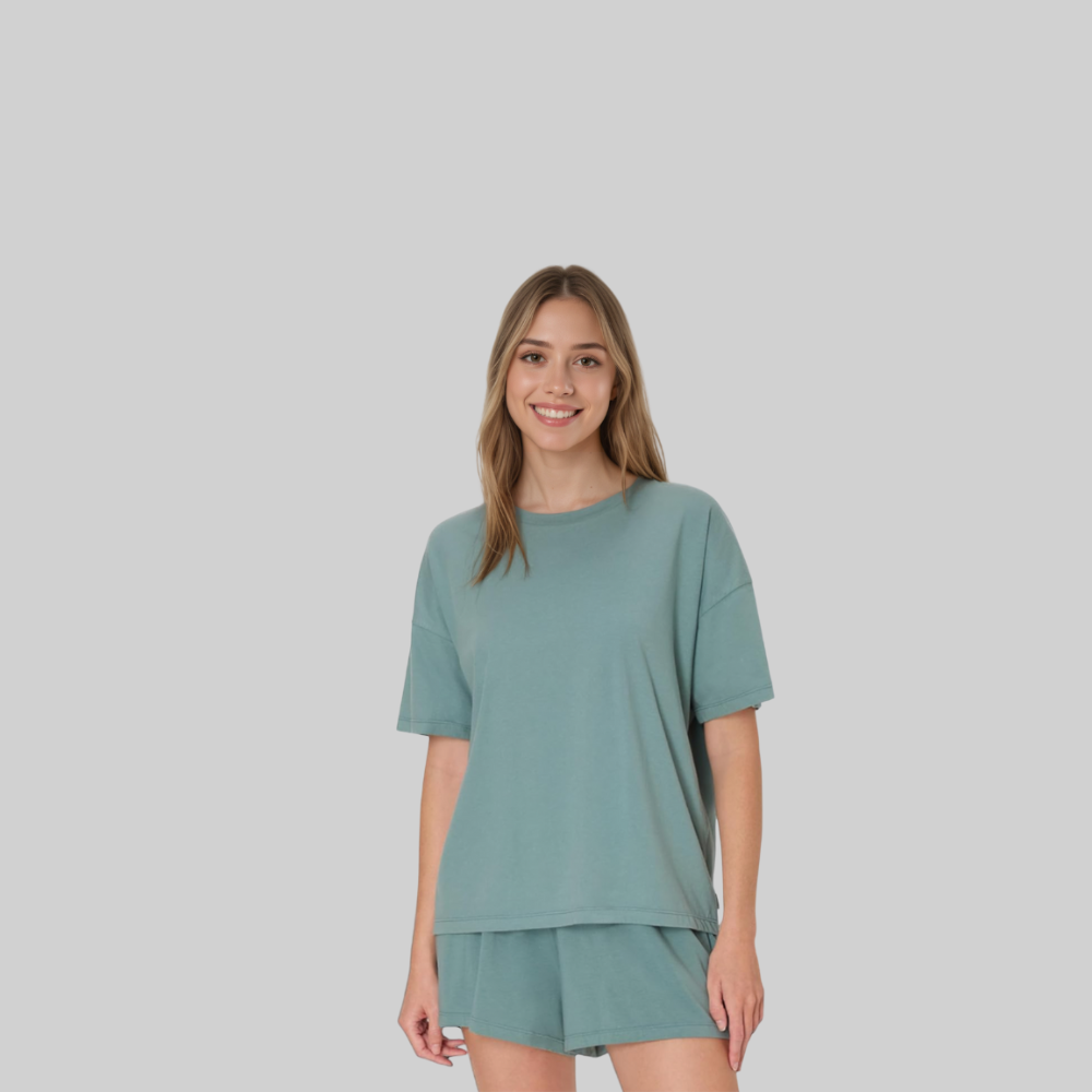 2 Piece Lounge Set With Supersoft Boxy T Shirt And Shorts