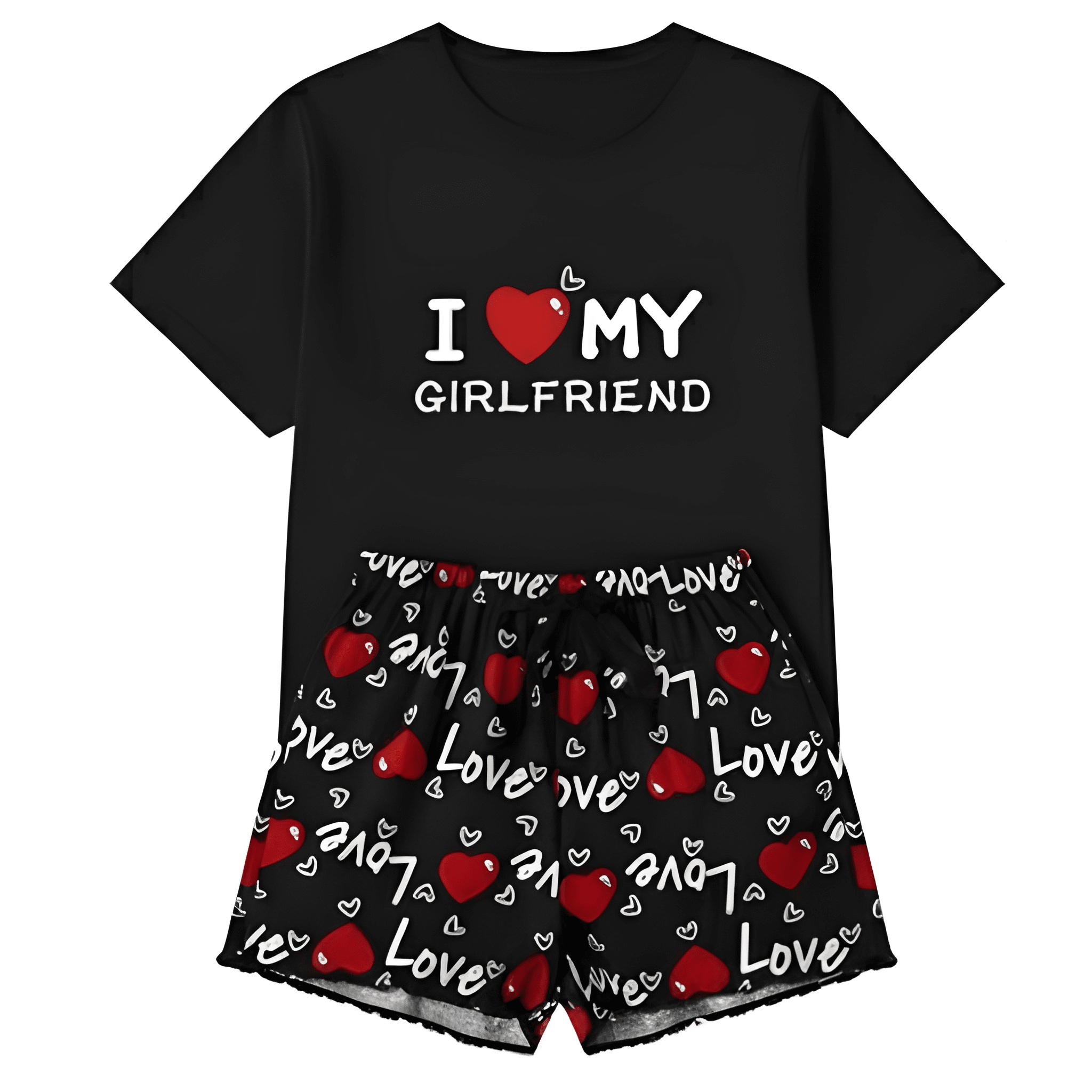Letter Printed Cozy Valentine Day Couple Outfit Set