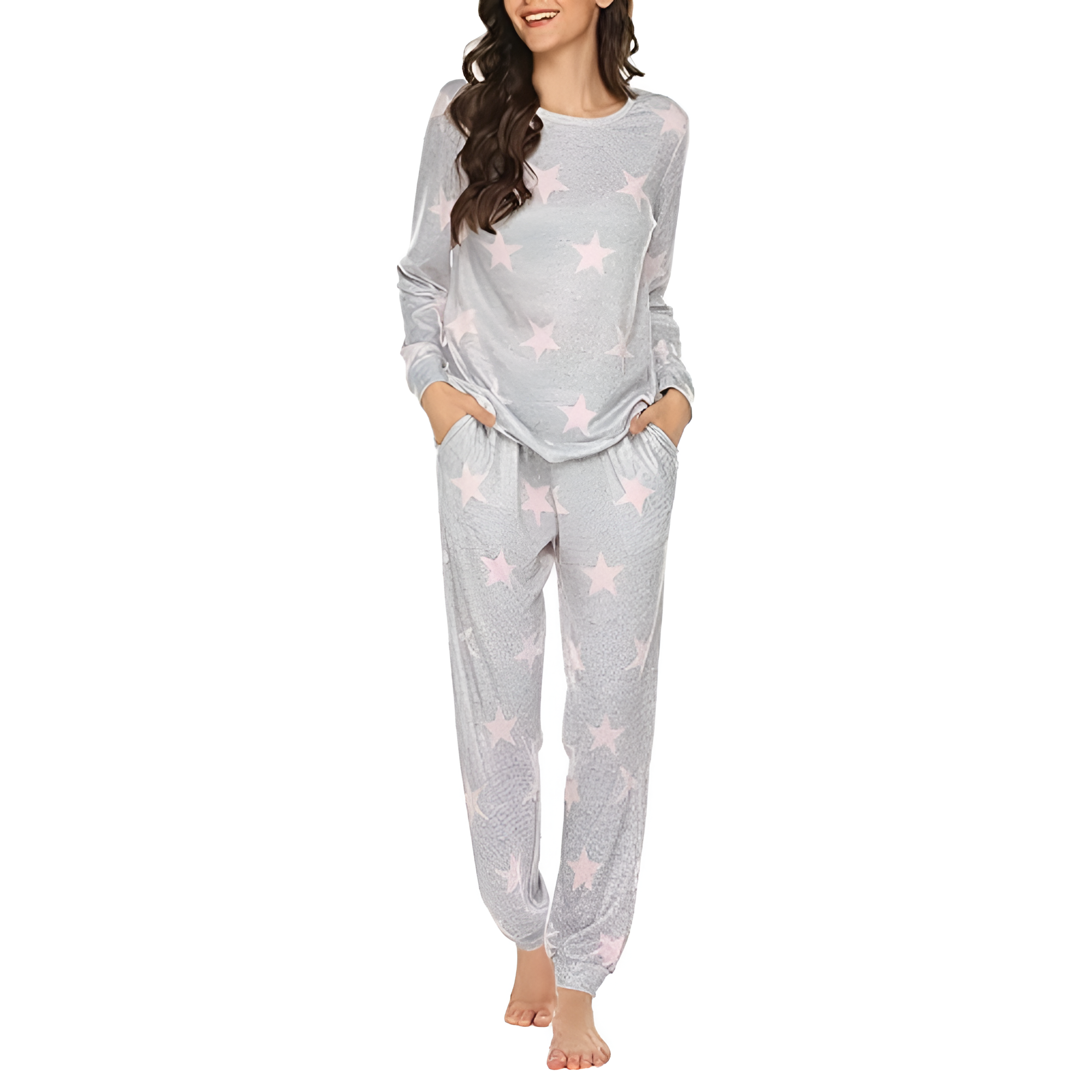 Soft Star Print Pajama Set Lounge For Women