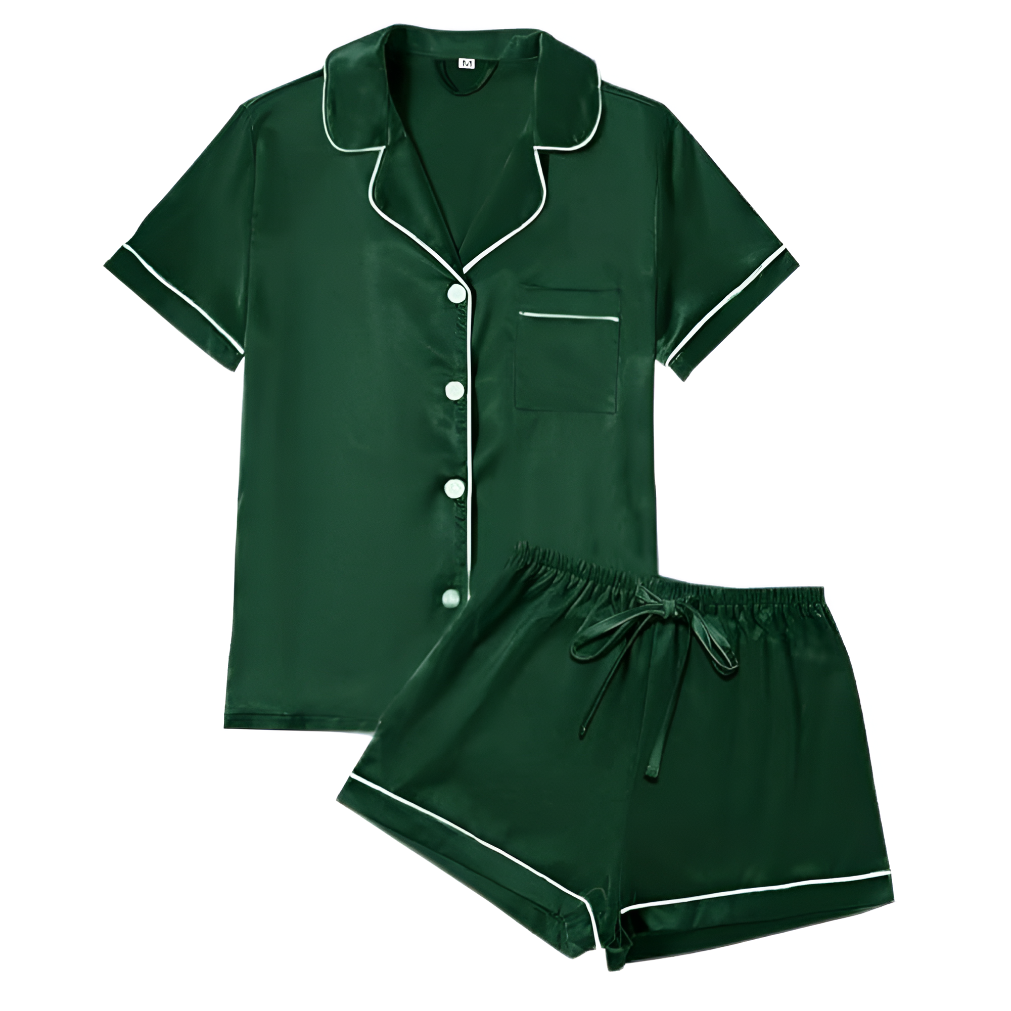 Four Piece Pajama Set With Short Sleeve Shirt And Shorts For Women