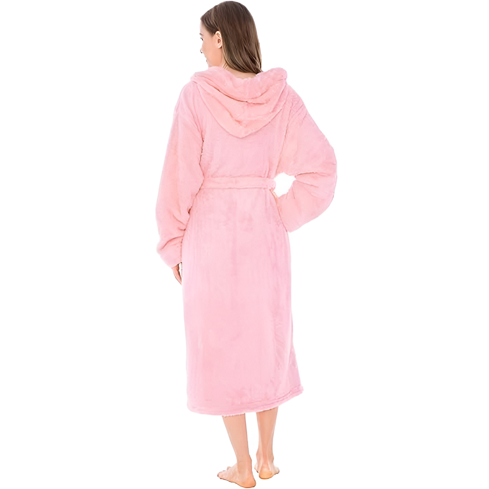 Women Hooded Plush Soft Robe Fluffy Warm Fleece Sherpa Shaggy Bathrobe