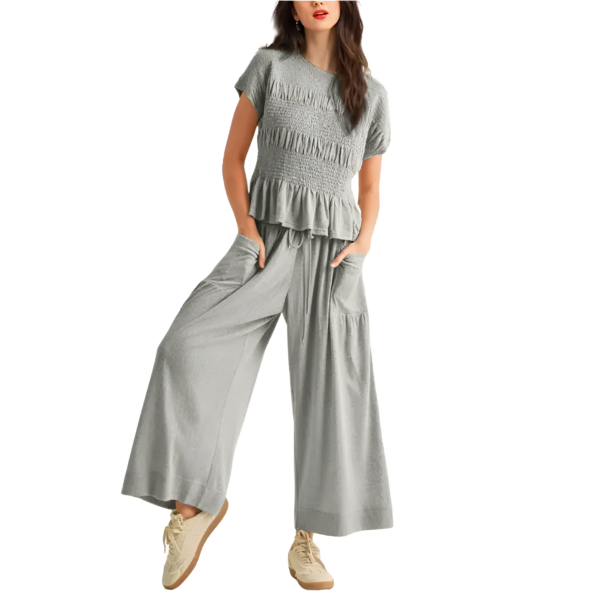 Smocked Top Wide Pant Matching Set