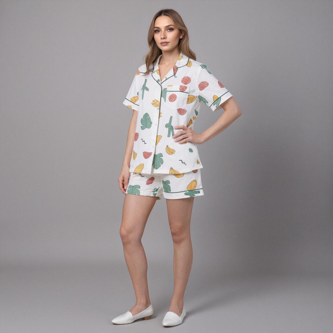 Satin Two Piece Set Short Sleeves Shorts