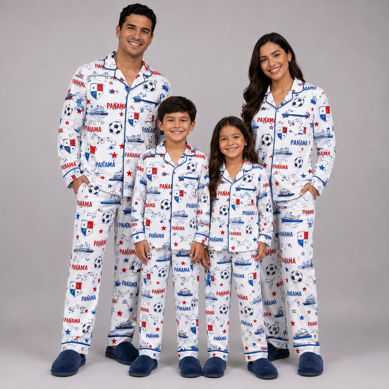 World Cup 2026 Panama Football Themed All Over Printed Matching Pajama Set