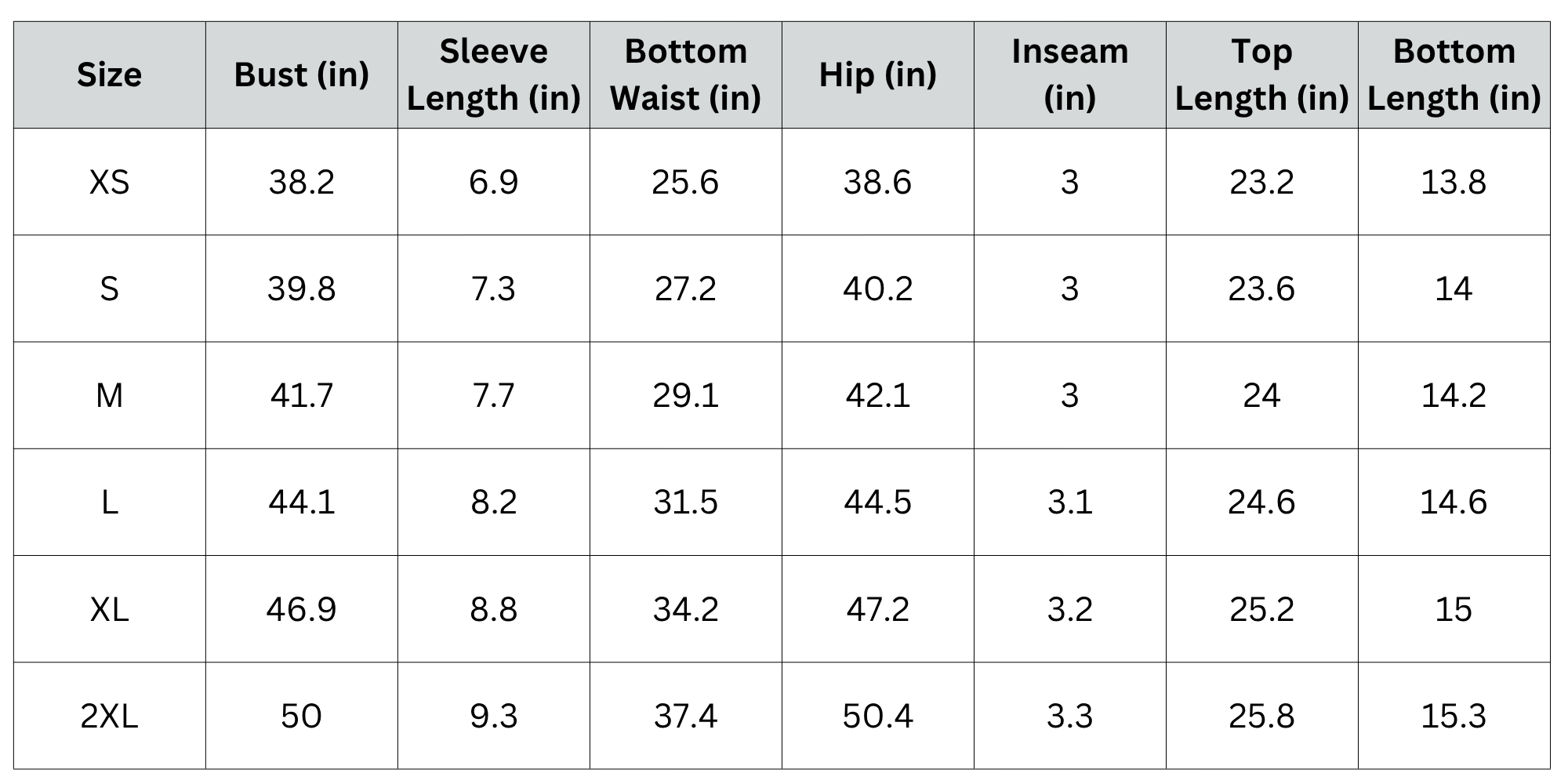 Size Chart