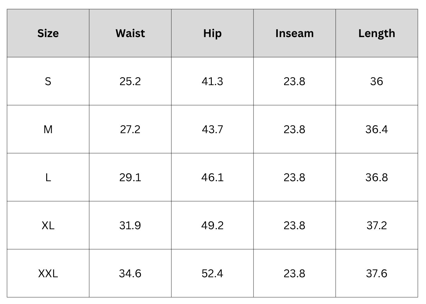Size Chart