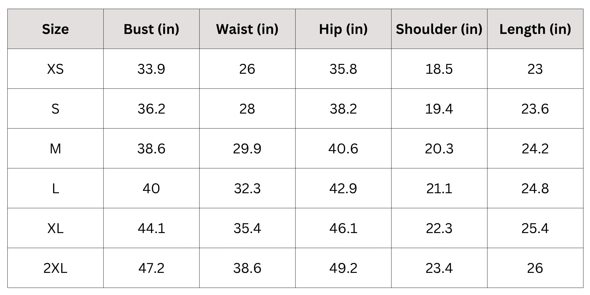Size Chart