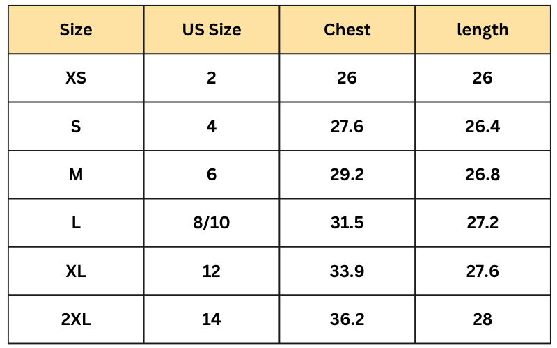 Size Chart Dress