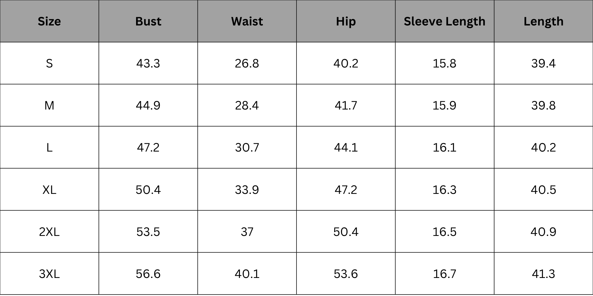 Size Chart