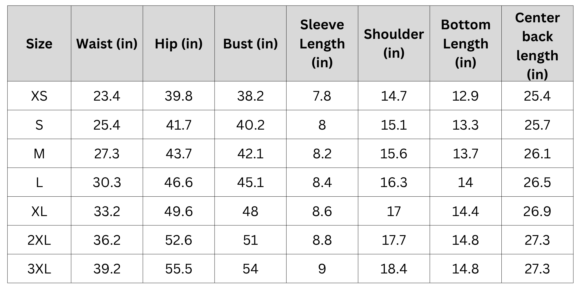 Size Chart