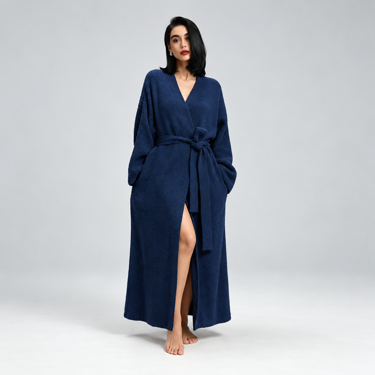 Double Sided Fleece Robe Warm Plush Nightwear For Women