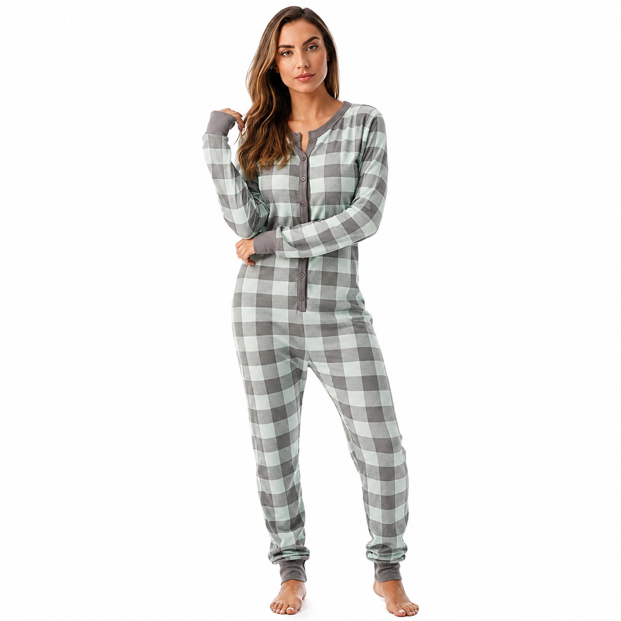 Tie Dye Henley Thermal Lounge Onesie For Women