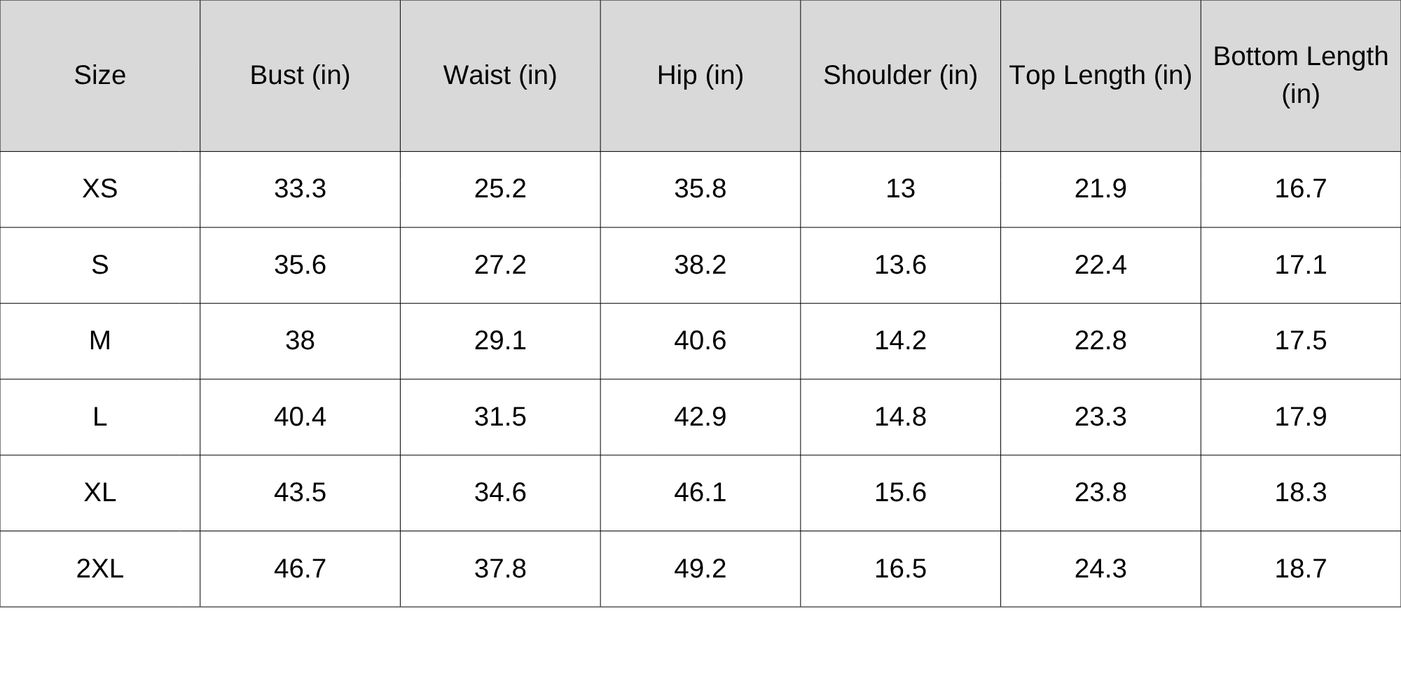 Size Chart