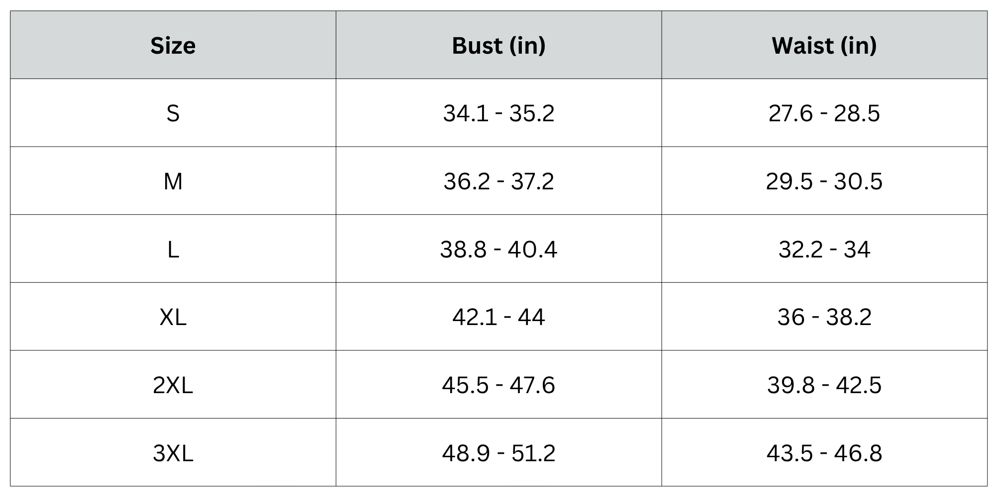 Size Chart
