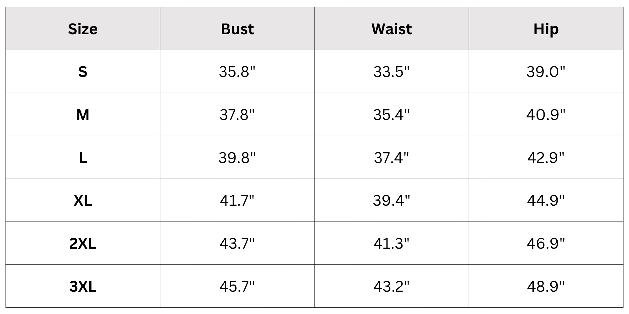Size Chart