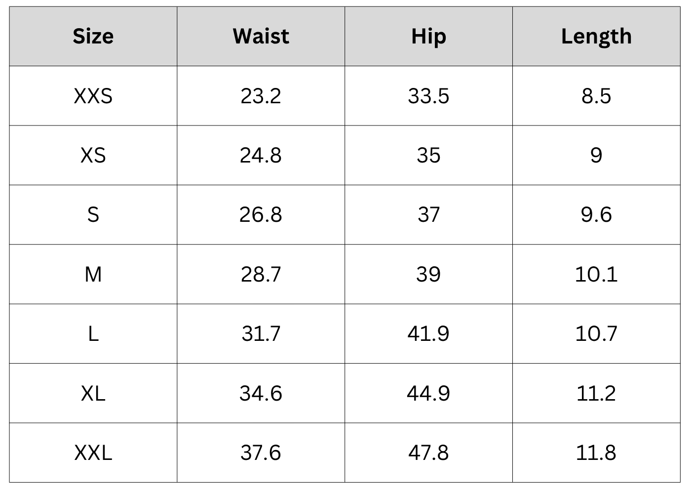 Size Chart