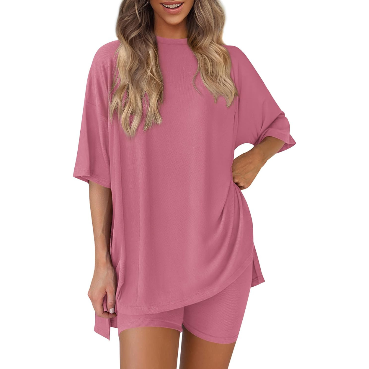 Casual Lounge Outfit With Oversized Shirt And Shorts For Women