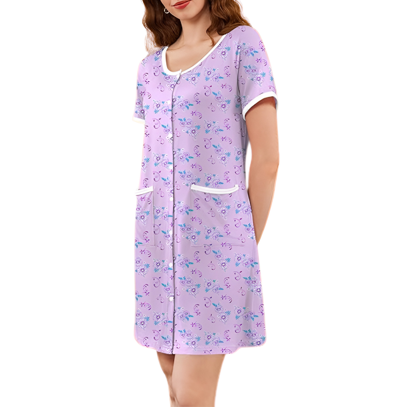 Pack Of 2 Casual Button Down Nightgown With Short Sleeve Sleepwear For Women