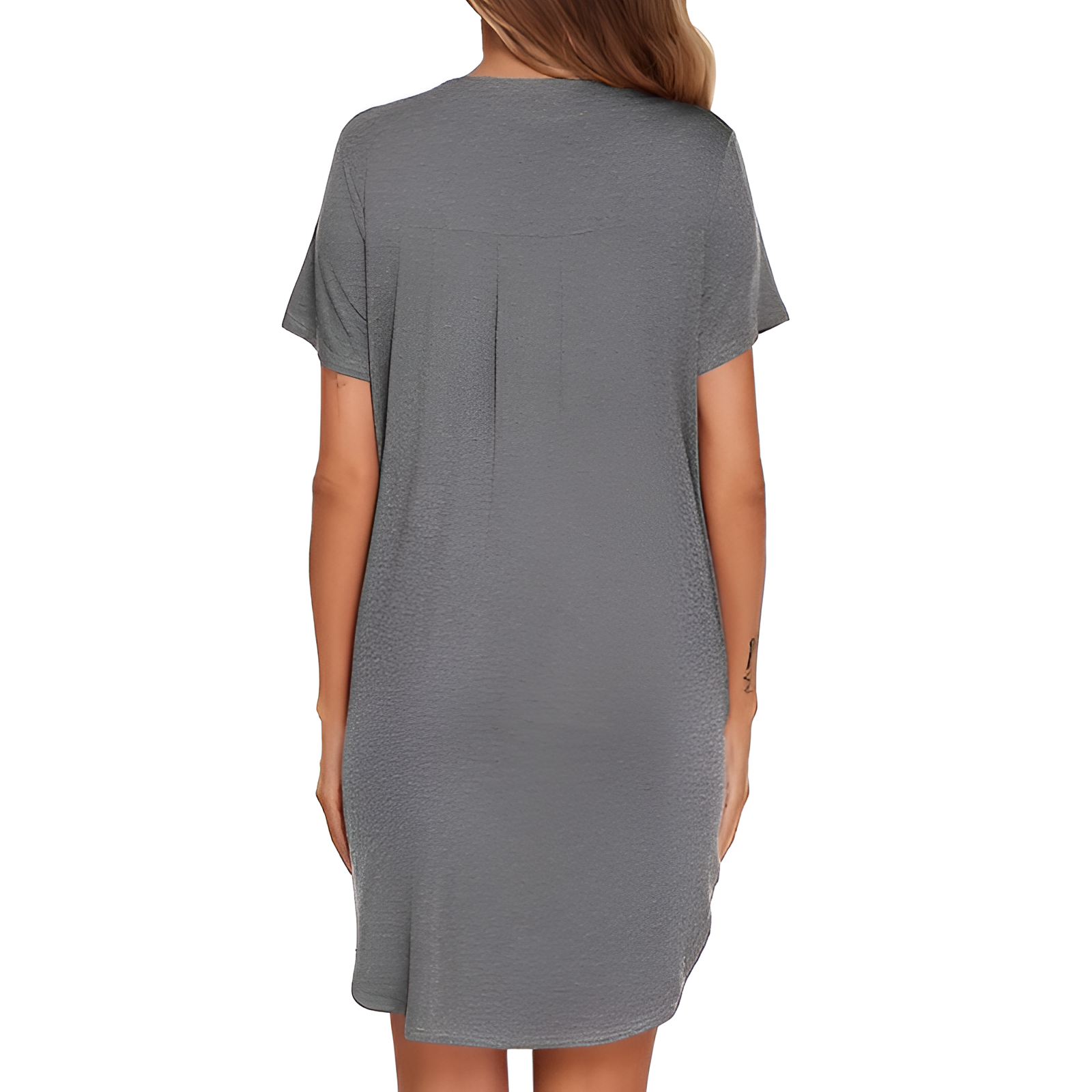 Button Down Nightgown With V Style Design For Women
