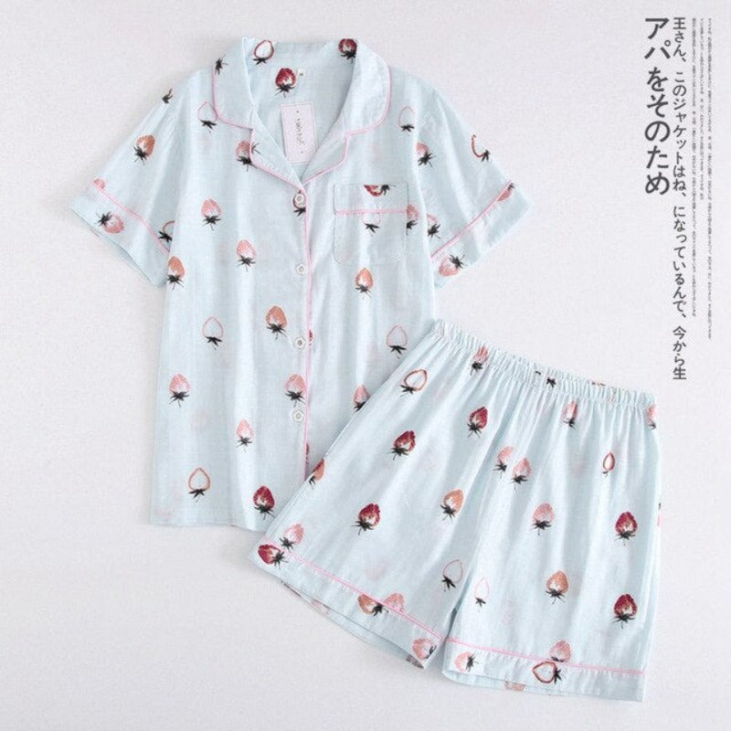 Multi Pattern Printed Short Pyjamas Set
